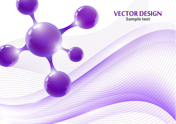 Abstract scientific molecule background for medicine, science, technology, chemistry. Waves flow. Design wallpaper or banner. Vector geometric dynamic illustration - Vector, Image
