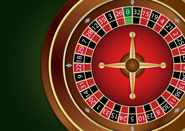 Casino roulette wheel isolated on green background. Vector casino logo. Vector illustration for your design. - Vector, Image