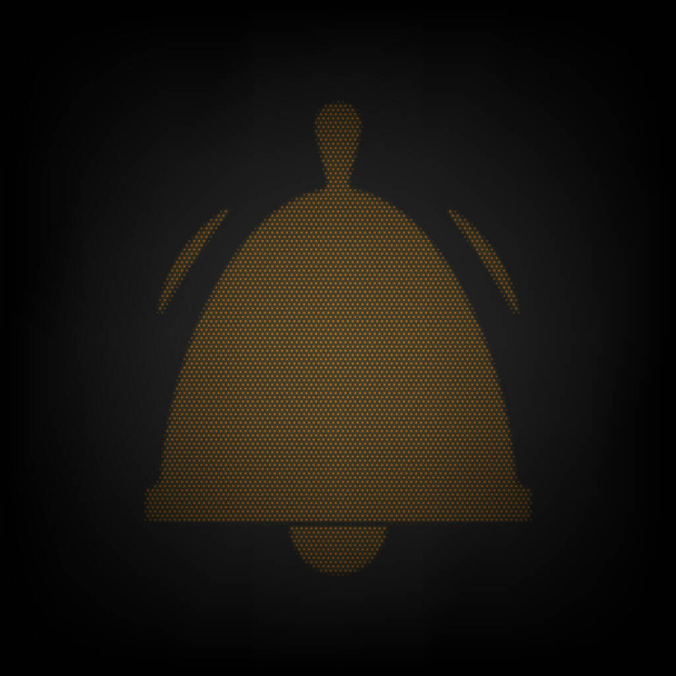 Bell Alarm sign. Icon as grid of small orange light bulb in darkness. - Vector, Image
