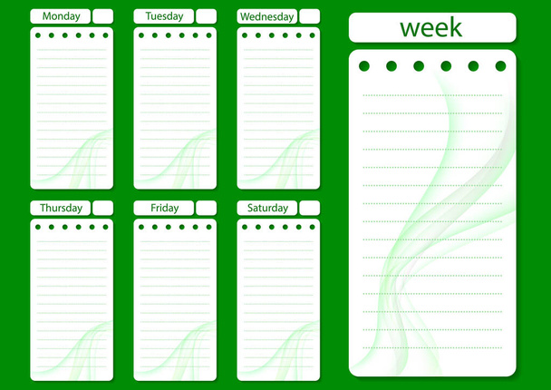 Elegante semanal, modelo planejador diário. Organizador e agenda com notas e lista de afazeres. Ilustração vetorial
. - Vetor, Imagem