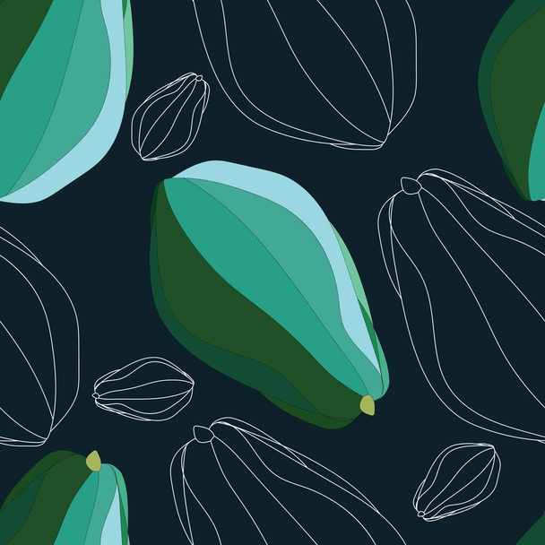  papaya exotic fruit. Flat hand drawn style. Stock illustration. Design for printing on fabrics, packaging. - Vector, Image