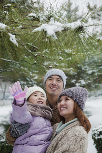 Família explorando no inverno
 - Foto, Imagem