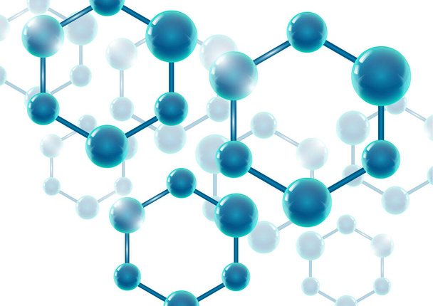 Chemische vector nanotechnologie achtergrond met 3D macro moleculen. Vectorillustratie voor wetenschappelijke, chemische, fysische, educatieve en andere projecten. - Vector, afbeelding
