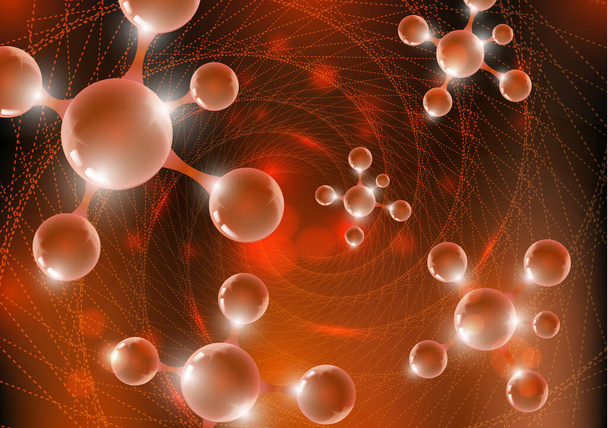 Φουτουριστικό χημικό διανυσματικό νανοτεχνολογικό υπόβαθρο με φωτεινά 3d μόρια. Εικονογράφηση διανυσμάτων για επιστημονικά, χημικά, φυσικά, εκπαιδευτικά και άλλα έργα. - Διάνυσμα, εικόνα
