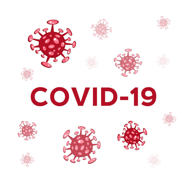 Cartoon concept coronavirus logo rood COVID-19 nCov 2019 virus vector illustratie - Vector, afbeelding