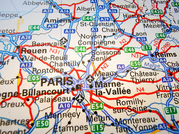 Париж на дорожной карте Европы
 - Фото, изображение