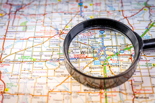 Wichita Yhdysvallat kartta matkustaa tausta
 - Valokuva, kuva