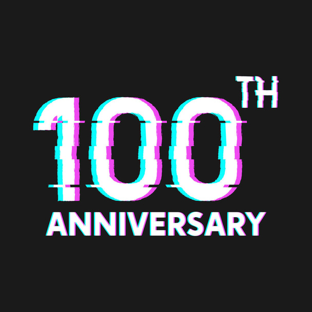 100 χρόνια λογότυπο Επέτειος με Glitch Effect Style Διάνυσμα για Banner, Αφίσα, Flyer, Λογότυπο Εκδήλωσης - Διάνυσμα, εικόνα
