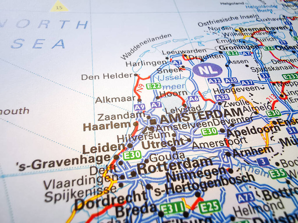Amsterdam na cestovní mapě Evropy - Fotografie, Obrázek