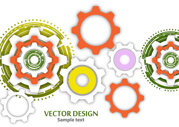 歯車、歯車、カバーテンプレートと技術的なカラフルな背景。コピースペース付き抽象デザインのイラスト。ベクターイラスト - ベクター画像