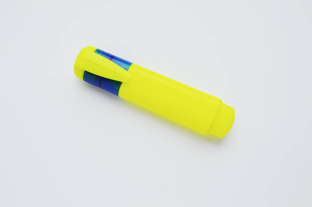 Yellow marker on a white background. Isolate - Photo, Image