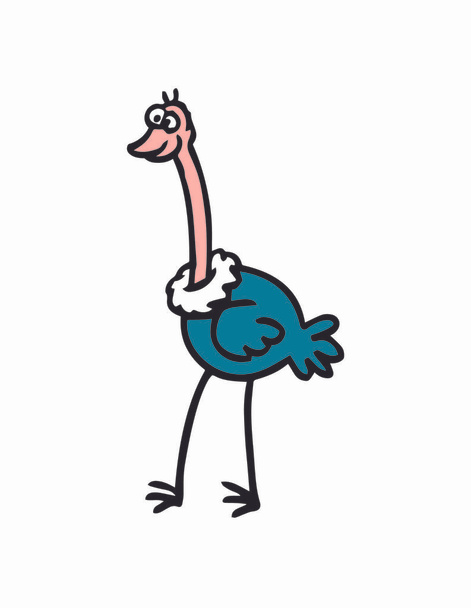 Ostrich cartoon vector drawing - funny animal - Vector, Image