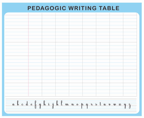 Tabla de redacción pedagógica - Actividad preescolar imprimible para el jardín de infancia - Vector, imagen