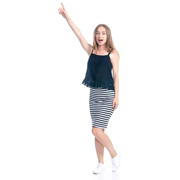 Woman in skirt showing pointing - Fotografie, Obrázek