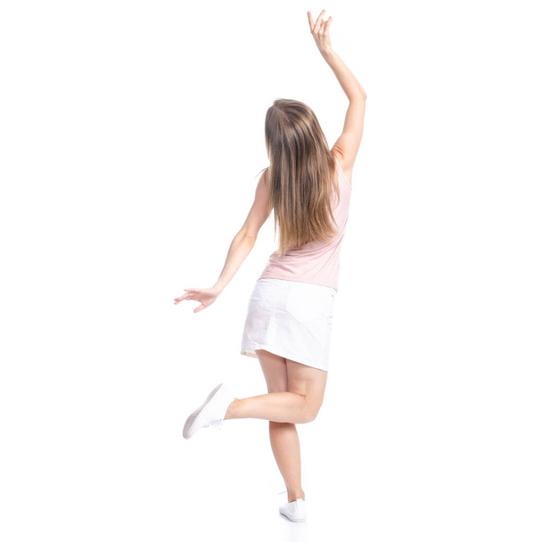 Woman in skirt dancing happiness - Foto, imagen