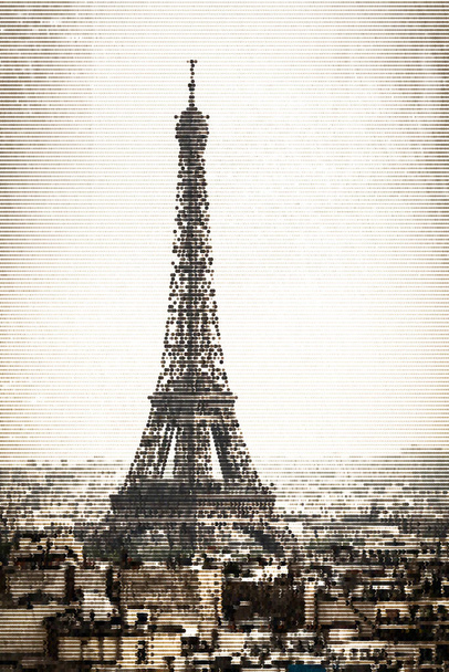 Halftone illustration of the Eiffel Tower in Paris - Vector, Image