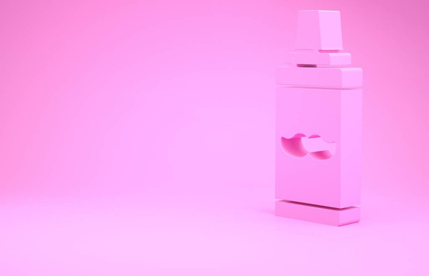 ピンクのシェービングジェルフォームアイコンはピンクの背景に隔離されています。クリームのシェービング。最小限の概念。3Dイラスト3Dレンダリング - 写真・画像