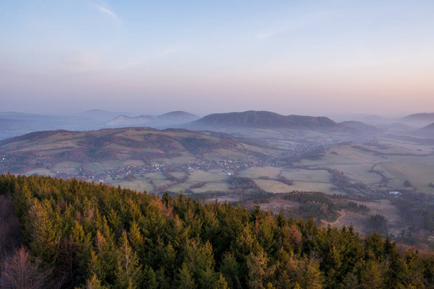 it will be early in the morning in the mountains at sunrise with fog - Fotografie, Obrázek