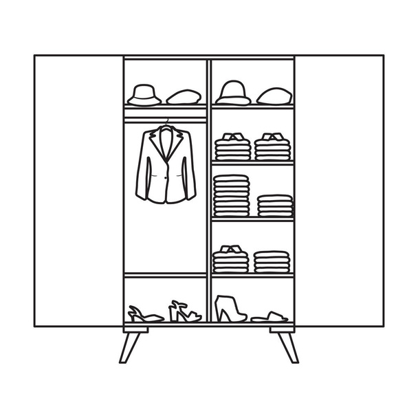 Closet vector icon.Outline vector icon isolated on white background closet . - Вектор,изображение