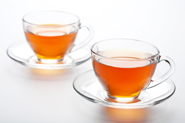 Two cups of tea over white background - Photo, Image
