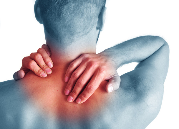 acute pijn in een nek op de jonge man - Foto, afbeelding