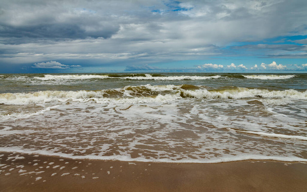 Widok na naturalne wybrzeże Morza Bałtyckiego. - Zdjęcie, obraz