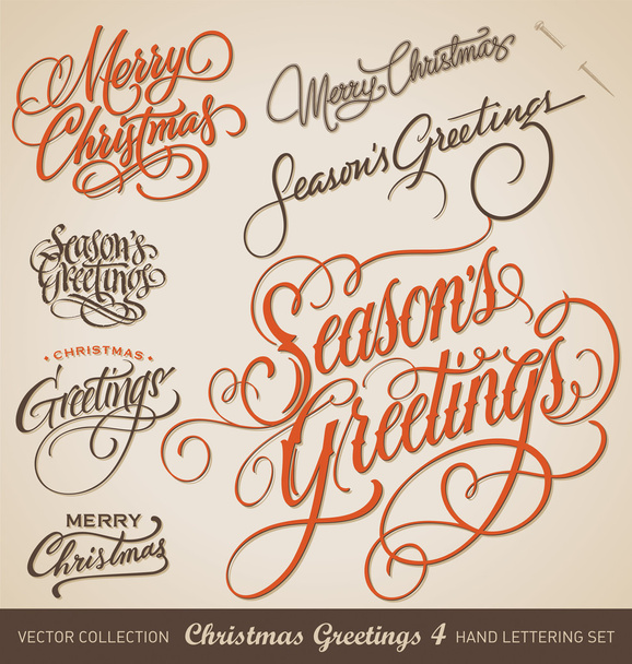 CHRISTMAS GREETINGS hand lettering set (vector) - ベクター画像