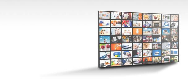 Телевизионная трансляция, мультимедийная панель. Изображение веб-баннера с местом для копирования
 - Фото, изображение