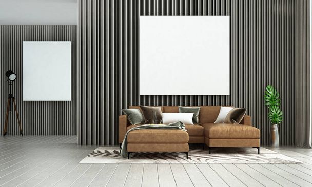 Moderna sala de estar diseño de interiores y marco de la pared
 - Foto, Imagen