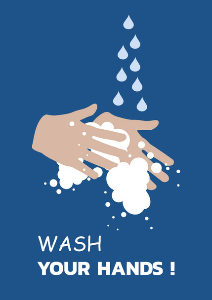 Illustration vectorielle du lavage des mains.Inscription laver vos mains.Élément graphique, icônes plates
. - Vecteur, image