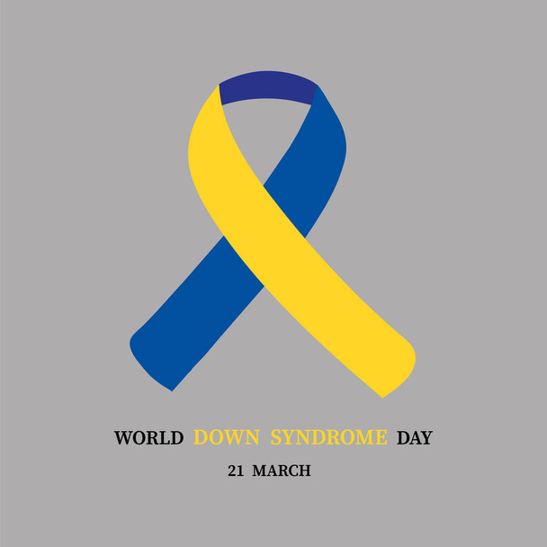Vector illustratie ter bevordering van World Down Syndrome Day, blauw-geel lint, illustratie graphics voor poster of banner. - Vector, afbeelding