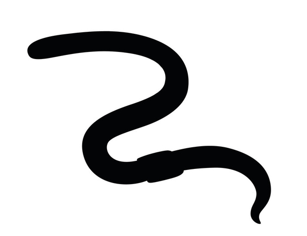 Negro silueta lombriz de tierra arrastrándose dibujos animados gusano diseño plana vector ilustración aislado sobre fondo blanco
. - Vector, imagen