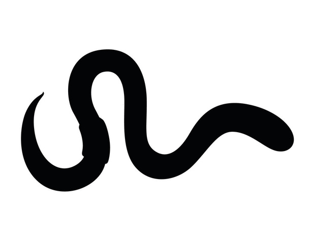 Schwarze Silhouette Regenwurm kriechen Cartoon-Wurm Design flache Vektor Illustration isoliert auf weißem Hintergrund. - Vektor, Bild