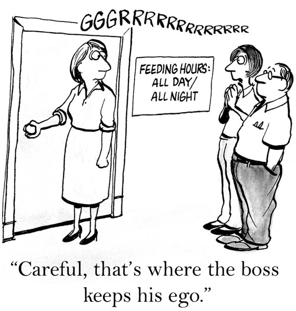 Pracovník otevírá dveře, které vede k šéf ego - Fotografie, Obrázek