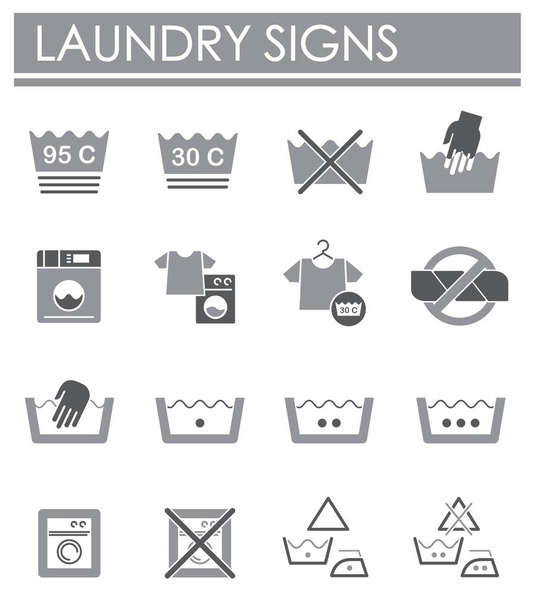 Iconos relacionados con la lavandería establecidos en el fondo para el diseño gráfico y web. Símbolo de concepto de ilustración creativa para web o aplicación móvil
. - Vector, Imagen