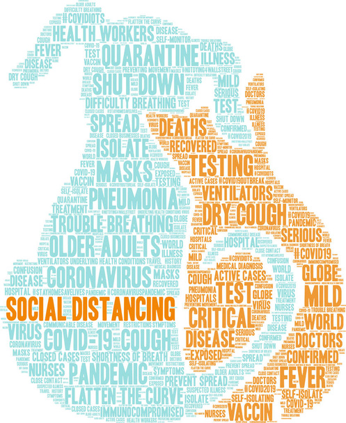 Social Distancing word cloud on a white background.  - Vector, Image