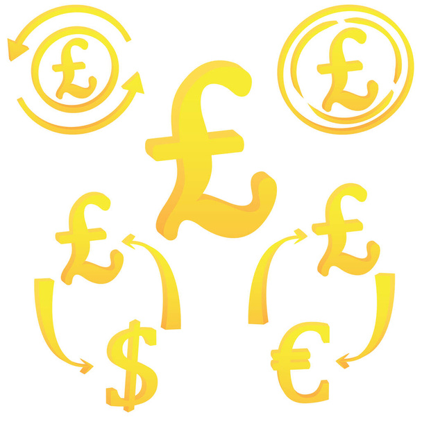 Иконка векторного символа английской валюты фунта США на белом фоне
 - Вектор,изображение