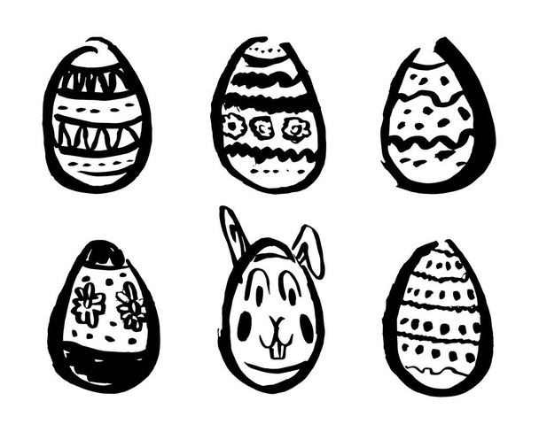 conjunto de bocetos de huevos de Pascua extraídos a mano
 - Vector, Imagen