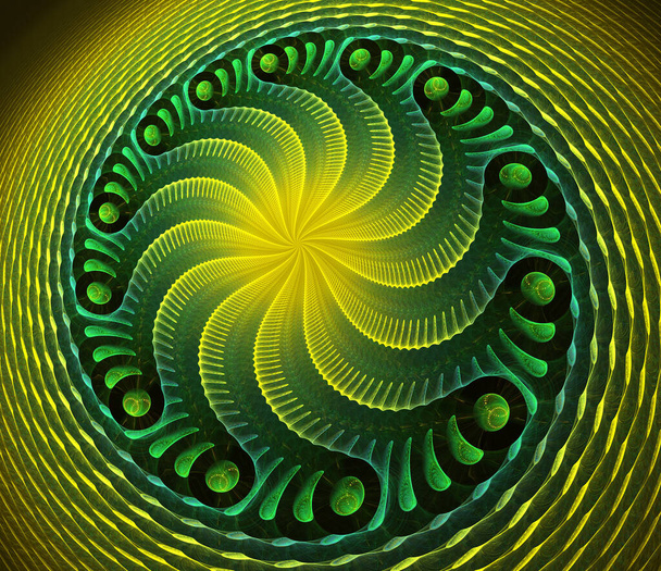 Cyfrowa fraktalna sztuka komputerowa abstrakcyjne spirale bąbelkowe. Streszczenie fraktalnego tła Spiralny obraz generowany komputerowo. Cyfrowa grafika do kreatywnego projektowania graficznego - Zdjęcie, obraz