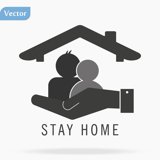 main plate montrant l'icône de la maison - Rester à la maison illustration vectorielle
 - Vecteur, image