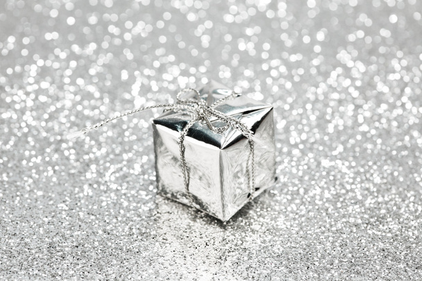 Silver christmas gift - Foto, imagen