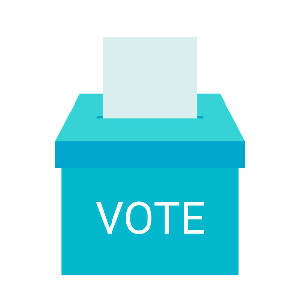 投票箱と有権者が選択します。投票用紙を投票箱に入れなさい。オンライン電子投票と選挙の概念。ベクターイラスト - ベクター画像