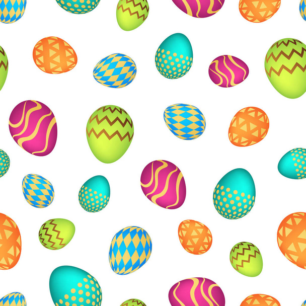 Бесшовный узор с красочными пасхальными яйцами - Вектор,изображение
