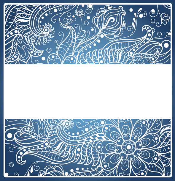 Floral pattern on the blue background. Vector floral frame.  - Вектор, зображення