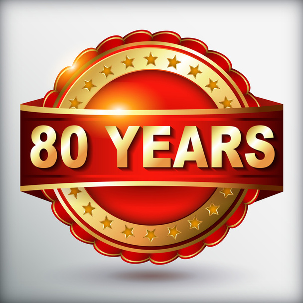 80 years anniversary golden label - Vector, Image