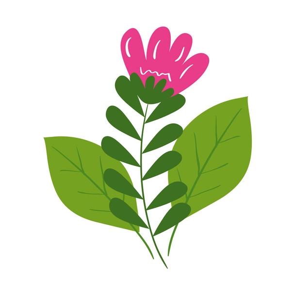 Isolated flower with leaves vector design - Vettoriali, immagini