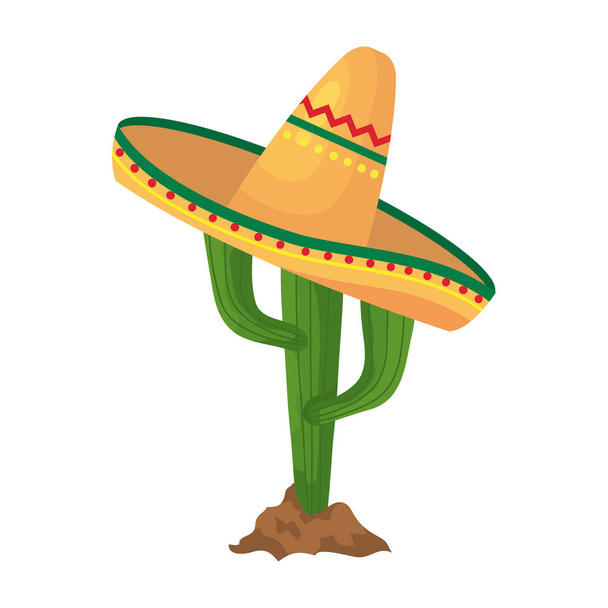 Izolovaný mexický kaktus s konstrukcí vektoru klobouku - Vektor, obrázek