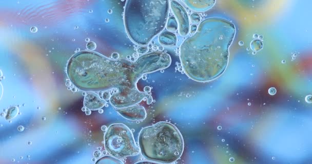 Bewegung Sauerstoff Blasen in einer Flüssigkeit. Schöne Struktur des Wassers im Makro vor einem natürlichen Hintergrund - Filmmaterial, Video
