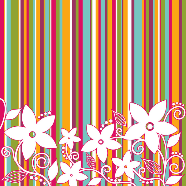 Decorative flowers, striped background - Wektor, obraz