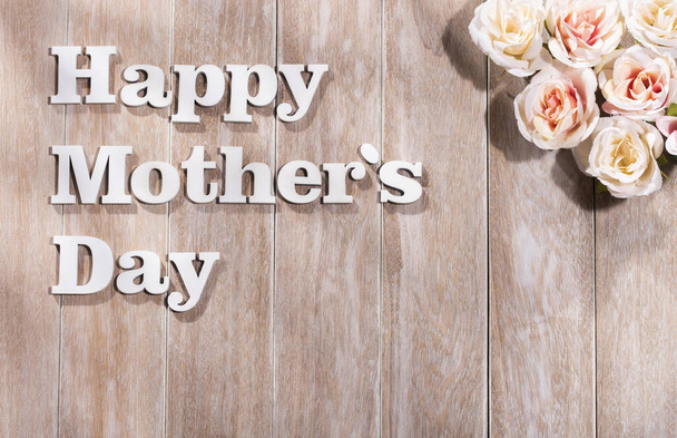 Happy mother's day greeting card - phrase in wood letters - Fotó, kép